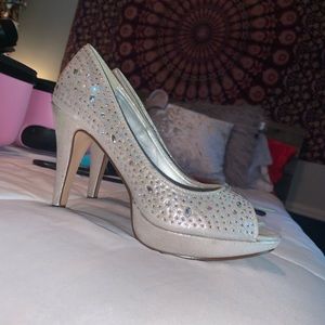 Silver/cream heels
